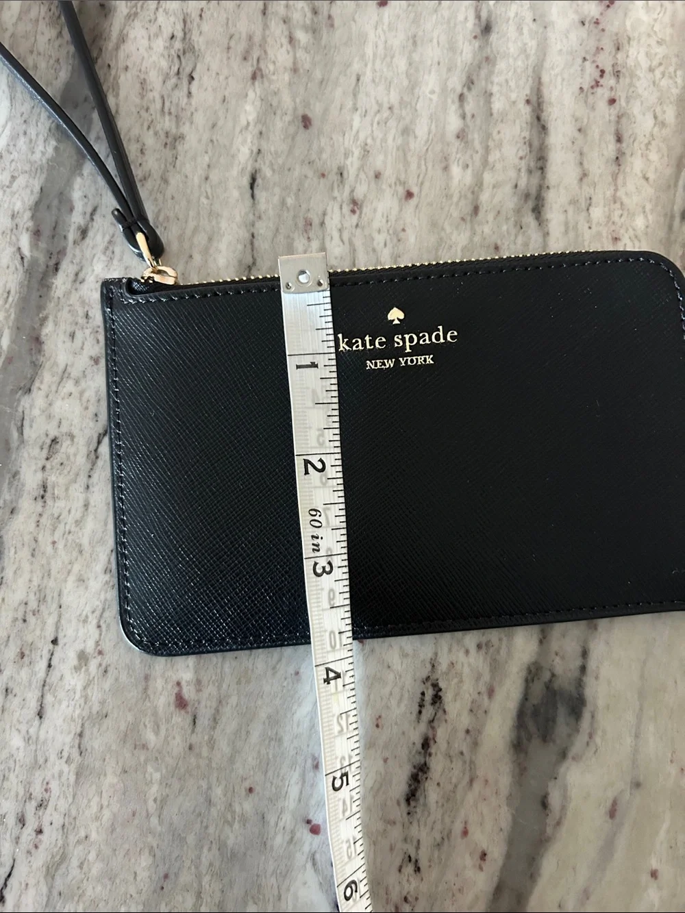 kate spade Black Saffiano Leather Zip Wristlet 6 x 4 NWOT